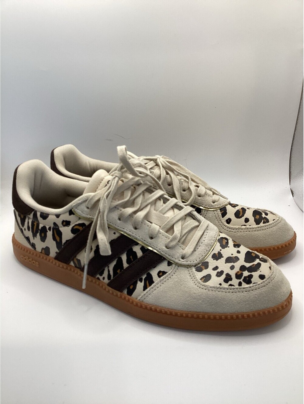 adidas breaknet sleek 9 leopard crystal linen coffee gold NIB cheetah KJ8654